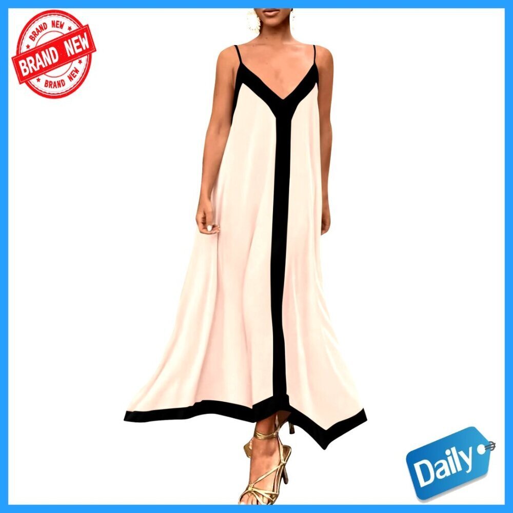 Maxi Sundress V Neck Spaghetti Strap Flowy Elegant Party Beach Vacation Dress